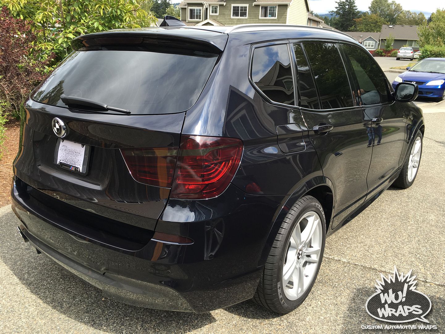 BMW X3 Msport Oracal 8300 dark grey smoked taillights vinyl wrap Wu